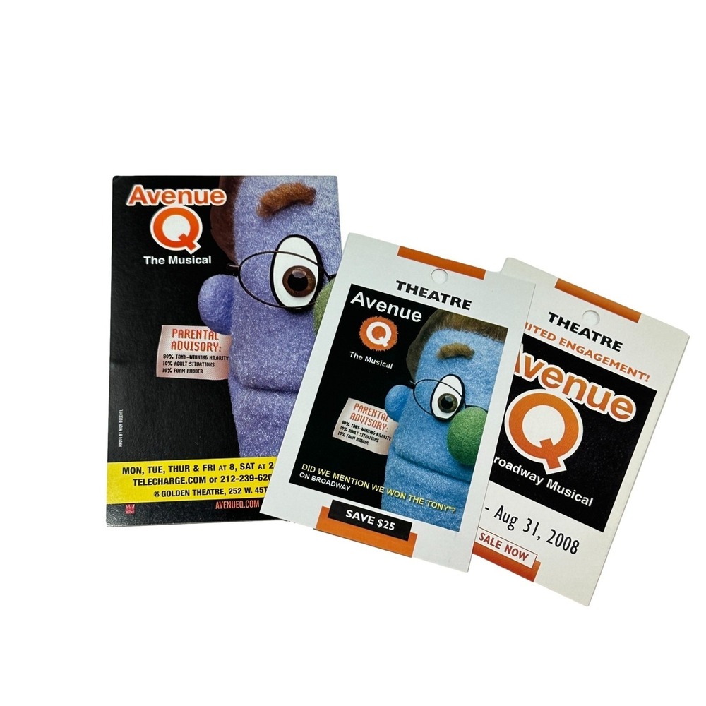 Broadway Theater Avenue Q Mini‎ Pocket Flyer Lot 3 Golden Elgin Theaters 2008